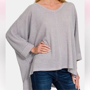 Zenana Outfitters Light Gray Women's Poncho Sweater size Small but fits up XL